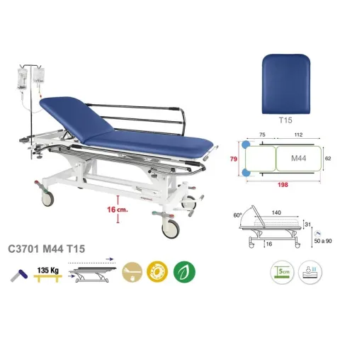 Brancard 2 plans hydraulique Ecopostural C3701 + Tabouret offert