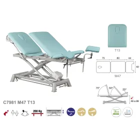 Table de gynécologie électrique 3 plans Ecopostural C7981 Table de gynécologie électrique 3 plans Ecopostural C7981