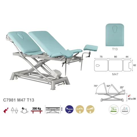 Table de gynécologie électrique 3 plans Ecopostural C7981