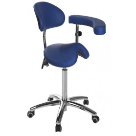 Tabouret ergonomique base chromée avec accoudoirs multi-fonctions