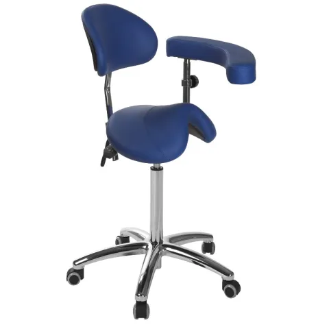 Tabouret ergonomique base chromée avec accoudoirs multi-fonctions