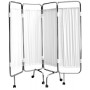 Paravent 4 panneaux chrome roulettes blanc