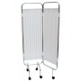 PARAVENT 2 PANNEAUX CHROME ROULETTES BLANC