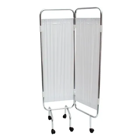 PARAVENT 2 PANNEAUX CHROME ROULETTES BLANC