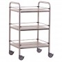 Guéridon inox 60 x 40 x 80 cm, 3 plateaux avec galeries amovibles
