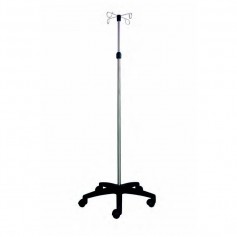 Pied à sérum, Tige Inox, base plastique, 2 et 4 crochets Inox