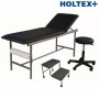 Kit Cabinet Holtex, composé de: 1 divan INOX, 1 tabouret, et 1 marchepied 2 marches, noir