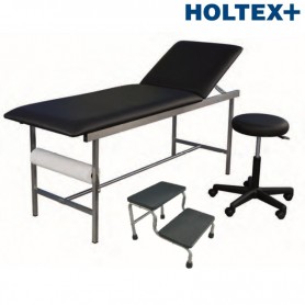 Kit Cabinet Holtex, composé de: 1 divan INOX, 1 tabouret, et 1 marchepied 2 marches, noir