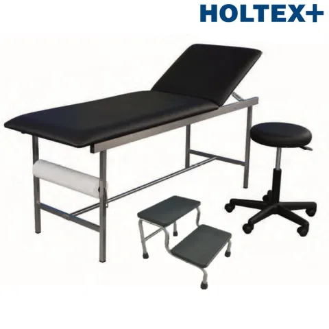 Kit Cabinet Holtex, composé de: 1 divan INOX, 1 tabouret, et 1 marchepied 2 marches, noir
