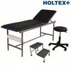 Kit Cabinet Holtex, composé de: 1 divan INOX, 1 tabouret, et 1 marchepied 2 marches, noir