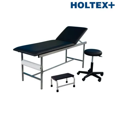 Kit Divan d'Examen, Tabouret, Marchepied à 1 marche INOX-NOIR